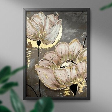 Beautiful flowers (Golden paint) 40x50 cm 1
