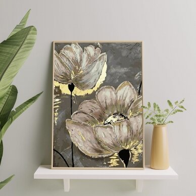 Beautiful flowers (Golden paint) 40x50 cm 2