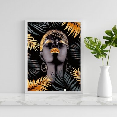 Girl in the leaves (Golden paint) 40x50 cm 1