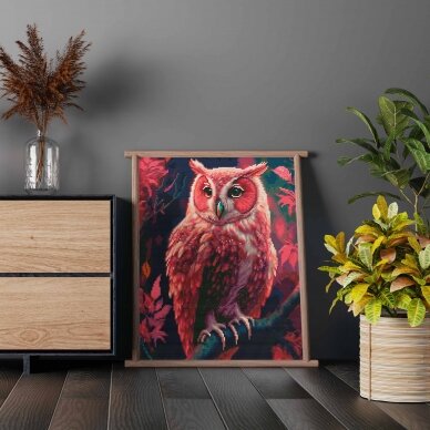 Pink owl 40*50 cm (round diamonds) 2