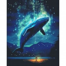 Синий кит 40*50 cm (круглые алмазы)