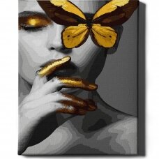 Золотая бабочка  40*50 см (Золотая краска)