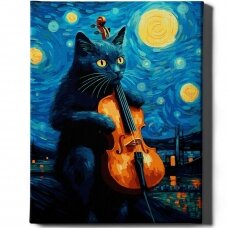 Cat and violin 40*50 cm