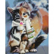 Kitten in a scarf 40*50 cm (square diamonds)