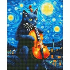 Katė ir smuikas 40*50 cm (apvalus deimančiukai)