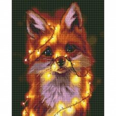 Fox with lights 40*50 cm (round diamonds)