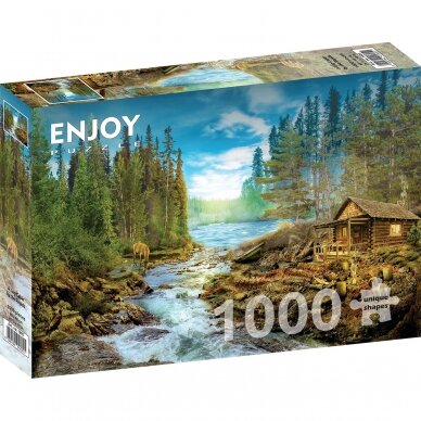 A Log Cabin by the Rapids 1000 pcs.