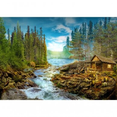 A Log Cabin by the Rapids 1000 pcs. 1